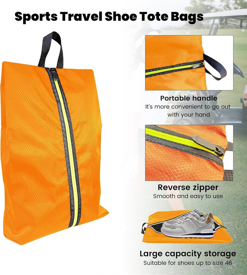 Smallan Golf Smell Proof Shoe Bag Lightweight Waterproof Zippered Sport Shoe Carrier Bags Golf Soccer Shoe Storage Organizer for Gym Sports Travel Work Golf Aceesories (Orange, US size 14) - Image 2